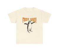 Free Hug Penguin T-shirt en coton épais - Chemise d'animal mignon, t-shirt graphique amusant, cadeau pour les amoureux des animaux, haut d'été décontracté, Naturel, M