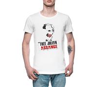 Free Julian Assange Homme T-Shirt Tee Blanc Men's White T-Shirt