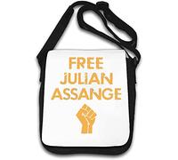 Free Julian Assange Sac à bandoulière avec logo Orange Fist Blanc