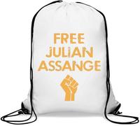 Free Julian Assange Sac de gym avec logo orange et cordon de serrage Blanc