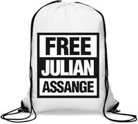 Free Julian Assange Sac de gym décontracté avec logo noir et blanc