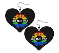 Free Mom Hugs Lgbtq Pride Month Boucles d'oreilles en cuir pour les femmes Dangle Boucle d'oreille Pendentif avec crochet Cadeaux pour fille adulte