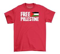 Free Palestine Arabic Freedom Flag T-Shirt - Stand in Solidarity! T-shirt unisexe en coton, sensibilisez avec style. Montrez votre soutien !, Rouge, S