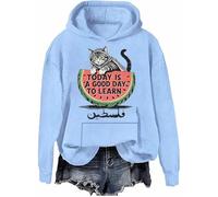 Free Palestine Sweatshirt Today Is a Good Day To Learn Shirt Fruit Watermelon Free Palestine Hoodie Unisexe, Bleu ciel., 3XL