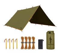 FREE SOLDIER Camping Tarp 3m x 3.2m Housse de Pluie Bâche Portable Léger Etanche Rain Fly Fly Tente Imperméable Au Sol Anti-UV Abri pour Randonnée(Marron，avec Clous)