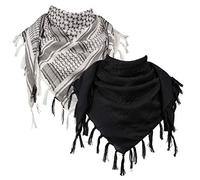 FREE SOLDIER Foulard 100% Coton écharpe Militaire Shemagh Tactique désert Keffiyeh avec Tassel 43 x 43 Pouces,Noir & Blanc Set