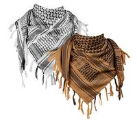 FREE SOLDIER Foulard 100% Coton écharpe Militaire Shemagh Tactique désert Keffiyeh avec Tassel 43 x 43 Pouces,Blanc & Marron Set