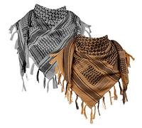 FREE SOLDIER Foulard 100% Coton écharpe Militaire Shemagh Tactique désert Keffiyeh avec Tassel 43 x 43 Pouces,Gris & Marron Set