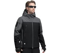 FREE SOLDIER Homme Veste Polaire Veste Militaire Tactique Veste de Ski Imperméable d'hiver Manteau Coupe-Vent extérieur Softshell avec Capuche (Noir,S)