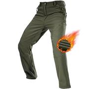 FREE SOLDIER Pantalon Ski d'hiver pour Hommes Pantalon de Chasse Imperméable Coupe-Vent Softshell Doublé de Polaire pour la Randonnée (Armée Verte, 58 Longuer)