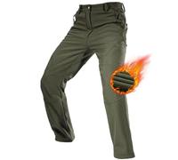 FREE SOLDIER Pantalon Ski d'hiver pour Hommes Pantalon de Chasse Imperméable Coupe-Vent Softshell Doublé de Polaire pour la Randonnée(Armée Verte,56)
