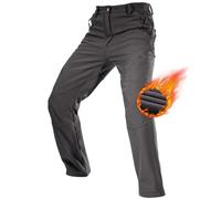 FREE SOLDIER Pantalon Ski d'hiver pour Hommes Pantalon de Chasse Imperméable Coupe-Vent Softshell Doublé de Polaire pour la Randonnée (Gris, 56 Longuer)