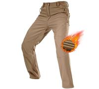 FREE SOLDIER Pantalon Ski d'hiver pour Hommes Pantalon de Chasse Imperméable Coupe-Vent Softshell Doublé de Polaire pour la Randonnée (Couleur de Boue, 52 Longuer)