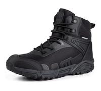 FREE SOLDIER pour Homme Mid Haute durabilité Lacets Bottes Durable Imperméable Armée Combat Chaussures Respirant Tactique de Randonnée(Noir-imperméable,44EU)