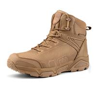 FREE SOLDIER pour Homme Mid Haute durabilité Lacets Bottes Durable Imperméable Armée Combat Chaussures Respirant Tactique de Randonnée(Marron-imperméable,44EU)