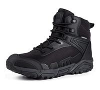 FREE SOLDIER pour Homme Mid Haute durabilité Lacets Bottes Durable Imperméable Armée Combat Chaussures Respirant Tactique de Randonnée(Noir-imperméable,40EU)