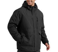 FREE SOLDIER Veste de ski imperméable pour homme avec doublure en polaire, col neige chaud pour l'hiver avec capuche et coutures entièrement étanches, Noir, M