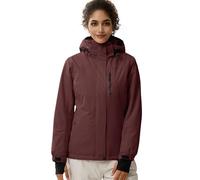 FREE SOLDIER Veste de Ski Neige Imperméable Femme Doublée Polaire Chaude Hiver Pluie avec Capuche Surpiqûres Étanchées (Rouge,XXL)