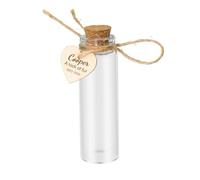 free-space Bouteille en Verre personnalisée pour Animaux de Compagnie avec Bouchon en liège, Plaque en Bois en Forme de cœur gravée, mèche de Poils ou Cendres, Cadeau de deuil (Heart)
