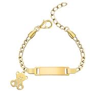 free-space Bracelet personnalisé pour bébé avec gravure personnalisée du nom/date de naissance/bracelet en acier inoxydable, cadeau pour bébé, tout-petit, nouvelle maman (Bear Bracelet)