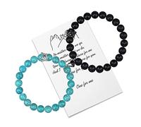 free-space Couronne Couple Amour Coeur Magnétique Perles Bracelets avec Coeur Attraction Bell Mutuelle Bracelets Couple Cadeaux pour Petit Ami Petite Amie Son Sien Femmes Hommes Amitié (Black-Blue)