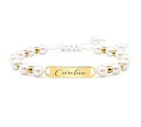 free-space Set di bracciali di perle personalizzati per mamma e figlia,bracciale in incisione personalizzata,per battesimo,compleanno,regalo di gioielli di famiglia coordinati (Mom Bracelet)