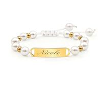 free-space Set di bracciali di perle personalizzati per mamma e figlia,bracciale in incisione personalizzata,per battesimo,compleanno,regalo di gioielli di famiglia coordinati (Daughter Bracelet)