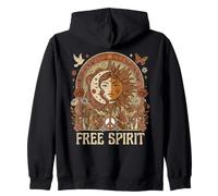 Free Spirit Soleil Lune Céleste Boho Art Rétro Années 70 Sweat à Capuche