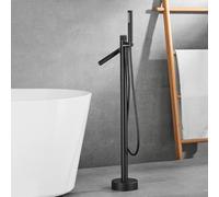 Free Standing Bath Taps Hot and Cold Single Hole Bathroom Taps Mixer for Free Standing Bath,Black