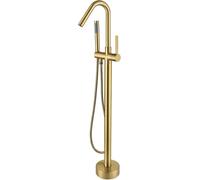 Free Standing Bath Taps Single Handle 2 Modes Freestanding Taps for Bath Floor Mounted 360° Rotating Bathroom Tap,Brushed Gold