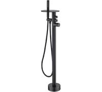 Free Standing Bath Taps Waterfall, 360° Rotate Floor Mounted Bath Mixer Tap 2 Mode,Black