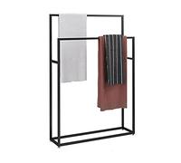 Free Standing Towel Rack Holder for Bathroom 2 Tier Towel Bar Stand & Clothes Drying Rack Stylish Black Design Space Saving for Towels and Clothes