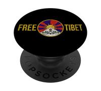 Free Tibet Tibetan Flag Emblem Restore The Dalai Lama PopSockets PopGrip Adhésif