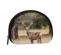 Free Whitetail Deer Full Format Imprimé Polyester Portable Mini Sac de Rangement Coquille Portefeuille Portefeuille Petit Coin Portefeuille Shell Sac de Rangement, Noir , Taille unique