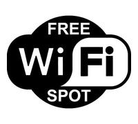 Free wifi spot borne wifi gratuite noir blanc sticker autocollant logo 2 - Taille : 17 cm - Couleur : noir