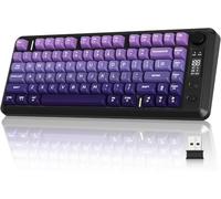 Free wolf M75 82 PBT Touches Clavier sans Fil Compact Capuchons - Violet | Connexion Double Mode Bluetooth+2.4G, Contrôle Molette & Écran, Lumière Arc-en-Ciel, Anti-Ghosting Complet pour Mac/Win