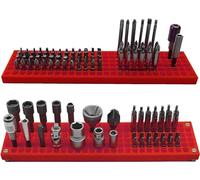 FREE ZONE Ensemble Organisateur d'Embouts (Rouge) | Rangement à 158 Trous | Stockage d'Adaptateurs Hexagonaux et d'Entraînement 1/4 Pouces | Porte-Embouts