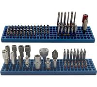FREE ZONE Organisateur d'Embouts Visseuse 158 Trous, Hex 1/4 Pouce | Bleu; compatible adaptateurs et porte-douilles 1/2, 3/8, 1/4 pouce; anti-chute breveté; outils non inclus
