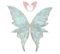 Freebily Ailes D'elfe Pour Femme Fille Ailes De Fée Avec Baguette Magique Oreilles Elfes Deguisement Costume De Fée Halloween Carnaval Cosplay 2pc Argenté Taille unique
