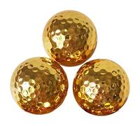 Freebily Balles de Golf Dorées Plaqué Or, Balles à Deux Couches, Cadeaux Exquis 3 pièces Taille Unique