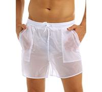 Freebily Bas de Bain Homme Transparent Boxer Briefs Trunks Short de Plage Elastique Cordon de Serrage à Séchage Rapide Erotique Lingerie de Nuit M-3XL Blanc M