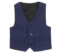 Freebily Bébé Enfant Garçons Chemise Gilet d'honneur Mariage Vestons sans Manches Gentleman Garçons Prince Veste Costume Cérémonie Baptême Fête Bleu Marine 6-7 Ans