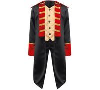 Freebily Blazer Costume Noël Garçon Manteau Queue-de-Pie Britannique Enfants Déguisement Cirque Ringmaster Colonial Cosplay Vintage Tailcoat Coat Noir 9-10 Ans