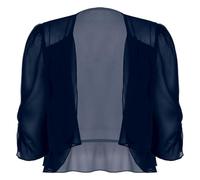 Freebily Boléro Femme Mariage Soirée Mousseline de Soie Gilet Cardigan Court Haussement Chic Haut Veste Ouverte pour Robe Bretelle Tee Shirt A Bleu Marin S