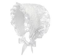 Freebily Bonnet de Baptême Bébé Fille Chapeau de Soleil Dentelle Respirant Ajustable Chapeau Anniversaire Fête Soirée Blanc Taille unique