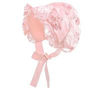 Freebily Bonnet de Baptême Bébé Fille Chapeau de Soleil Dentelle Respirant Ajustable Chapeau Anniversaire Fête Soirée Rose Taille unique