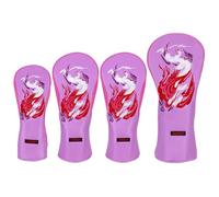 Freebily Capot De Manche Golf Décor Fleuri Étanche Housse Protectrice pour Bois Tous Modèles Violet 4Pcs Taille Unique