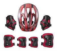 Freebily Casque Vélo Protection Enfant Vélo Kit de Protection Fille Garcon Sport Velo Skateboard Roller Skate Patin Trottinette Coudières Genouillère Protège-Poignets Rouge C Taille Unique