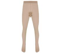 Freebily Collant Homme Leggings Pied Ouverte/Ferme Gaine Pénis Poche sous-vêtement Bas de Pyjama Plaisir Doux Respirable Pantalon Lingerie de Nuit Club Ecru A Taille Unique