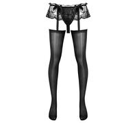 Freebily Collants Homme avec Pied Voile Uni sous-vêtement Pénis Poche Transparent Doux Respirable Pantalon Pyjama Lingerie de Nuit Club J Noir A Taille Unique